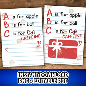 Porte-cartes cadeau café drôle imprimable, porte-cartes café premier jour, cadeau d&#39;appréciation du personnel de la première semaine de l&#39;enseignant de la rentrée scolaire