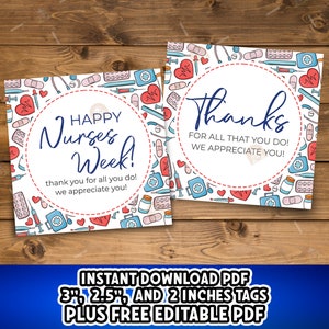Nurses Week Tag, Printable National Nurses Week tag, Nurses week Gift Tag, Nurse Thank you for all you do, Nurse appreciation cookie tag