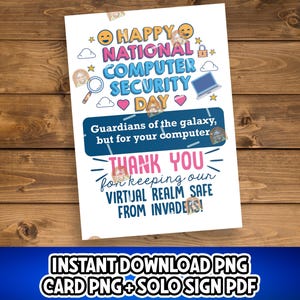 Printable Computer Security Day Sign, Cybersecurity Analysts Gift, Information Security Thank You Gift, Computer Security Day Card, IT Pros