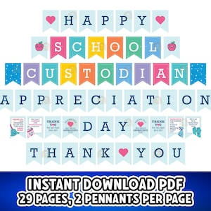 Schulwächter-Tagesbanner, druckbare Wächter-Tagesdekoration, Wärter-Dankeschön-Banner, Wärteranerkennungsschild, Schulwächter-Geschenke