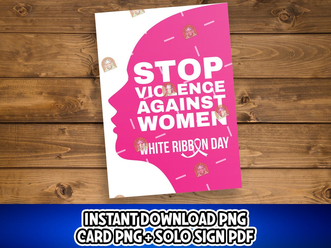 White Ribbon Day Printable Sign, White Ribbon Awareness Card ...