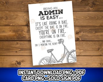 Carte de remerciement amusante pour les administrateurs, cadeau imprimable pour la semaine des professionnels de l'administration