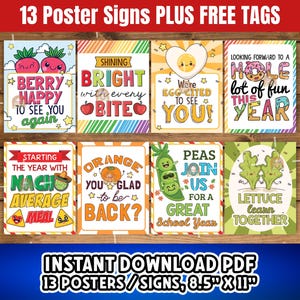 Cafeteria Signs Printable Bundle, Lunchroom Bulletin Board, Preschool Snack Room Decor, Kindergarten Lunch Area Poster, Food Back to School