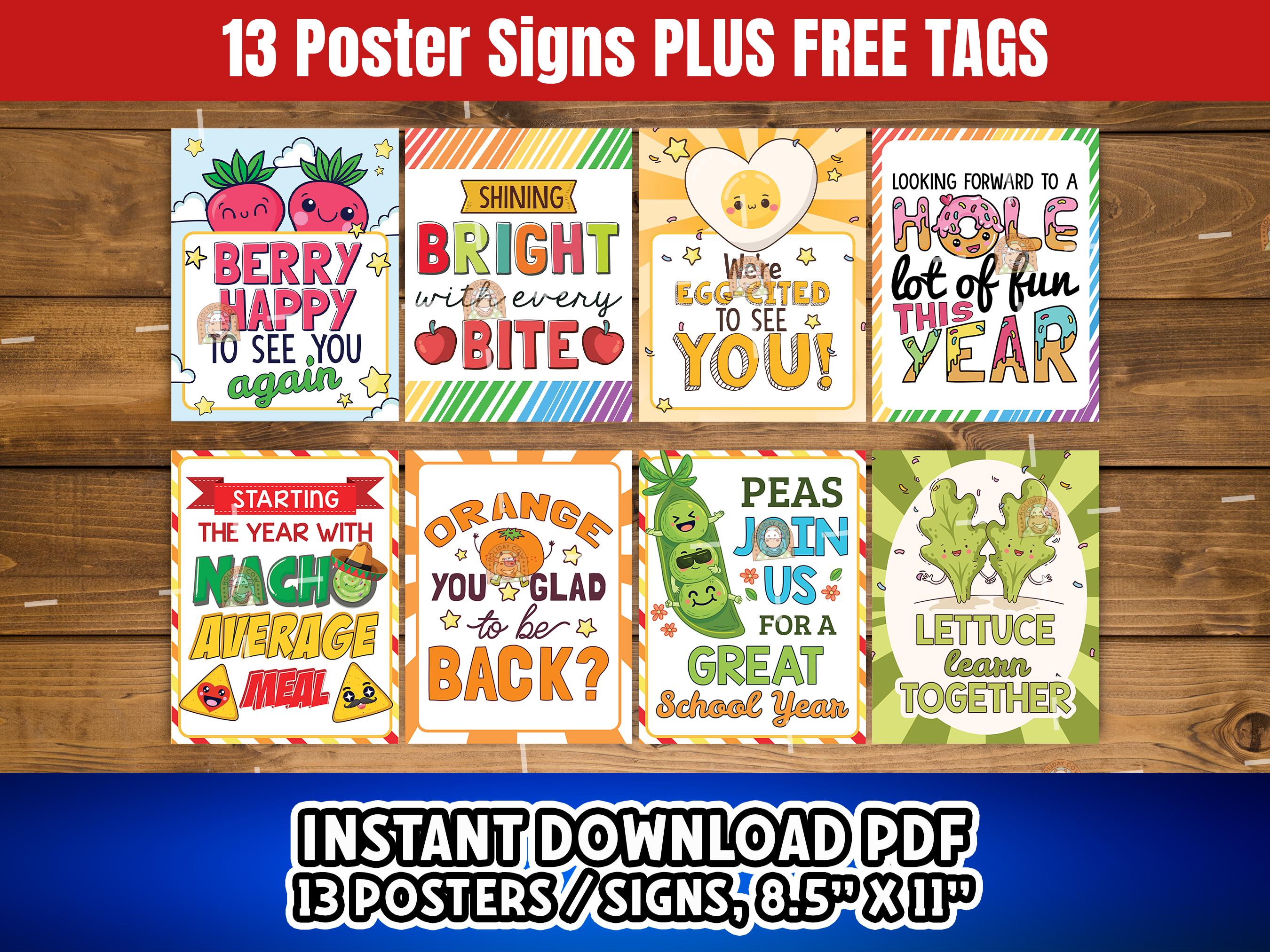 Cafeteria Signs Printable Bundle, Lunchroom Bulletin Board, Preschool Snack Room Decor, Kindergarten Lunch Area Poster, Food Back to School