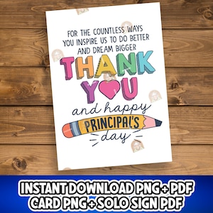 Principal Appreciation Card, School Principal Gift Printable , National Principal's Day Sign, Principal Thank You Card, Principal's Day Gift