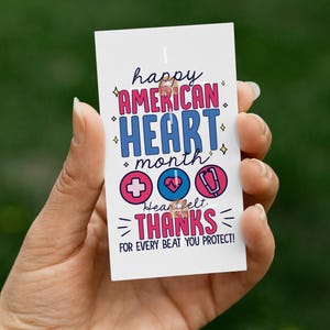 Etiqueta de regalo imprimible para el mes del corazón en Estados Unidos, etiqueta para el mes del corazón en Estados Unidos, etiqueta para galletas para el mes del corazón, etiqueta para la salud del corazón, etiquetas de obsequio para el mes del corazón