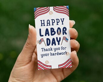 Labor Day Tags, Happy Labor Day druckbare Tags, Arbeitstag Geschenkanhänger, Amerikanische Flaggen Topper Tags für Arbeit Tag Geschenkkorb Tags für Mitarbeiter