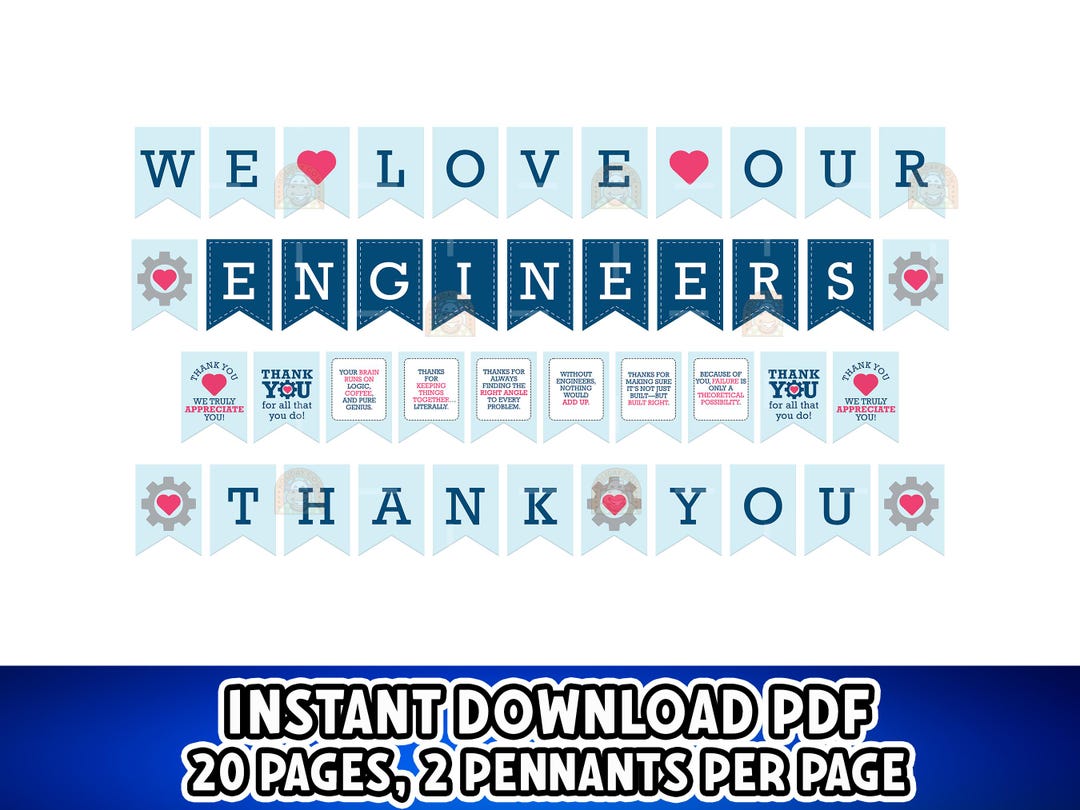 Thanks Engineers We Love Our Engineers Banner Printable, Thank You Engineers Week Decor ...