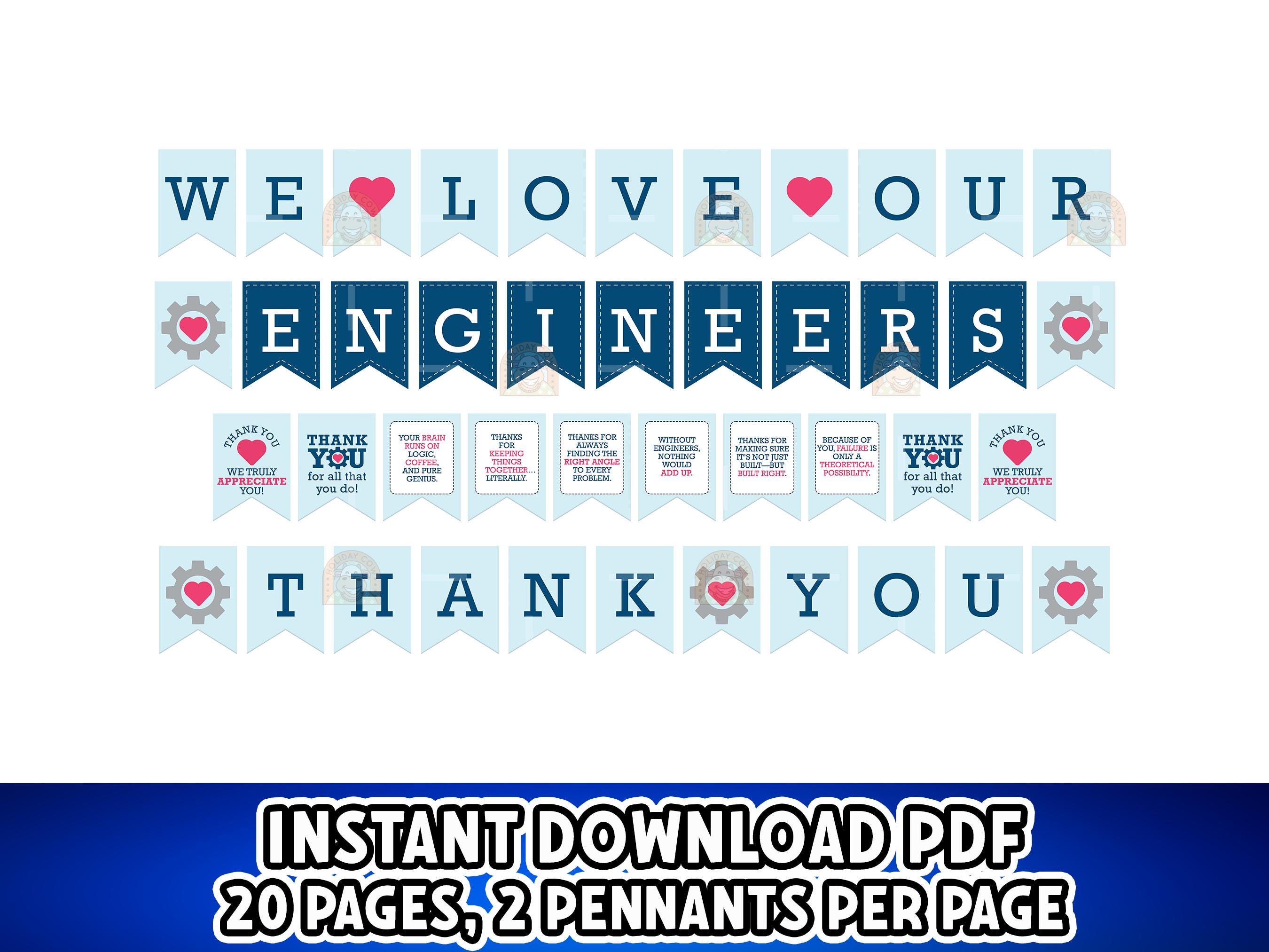 We Love Our Engineers Banner Printable, Thank You Engineers Week Decor ...
