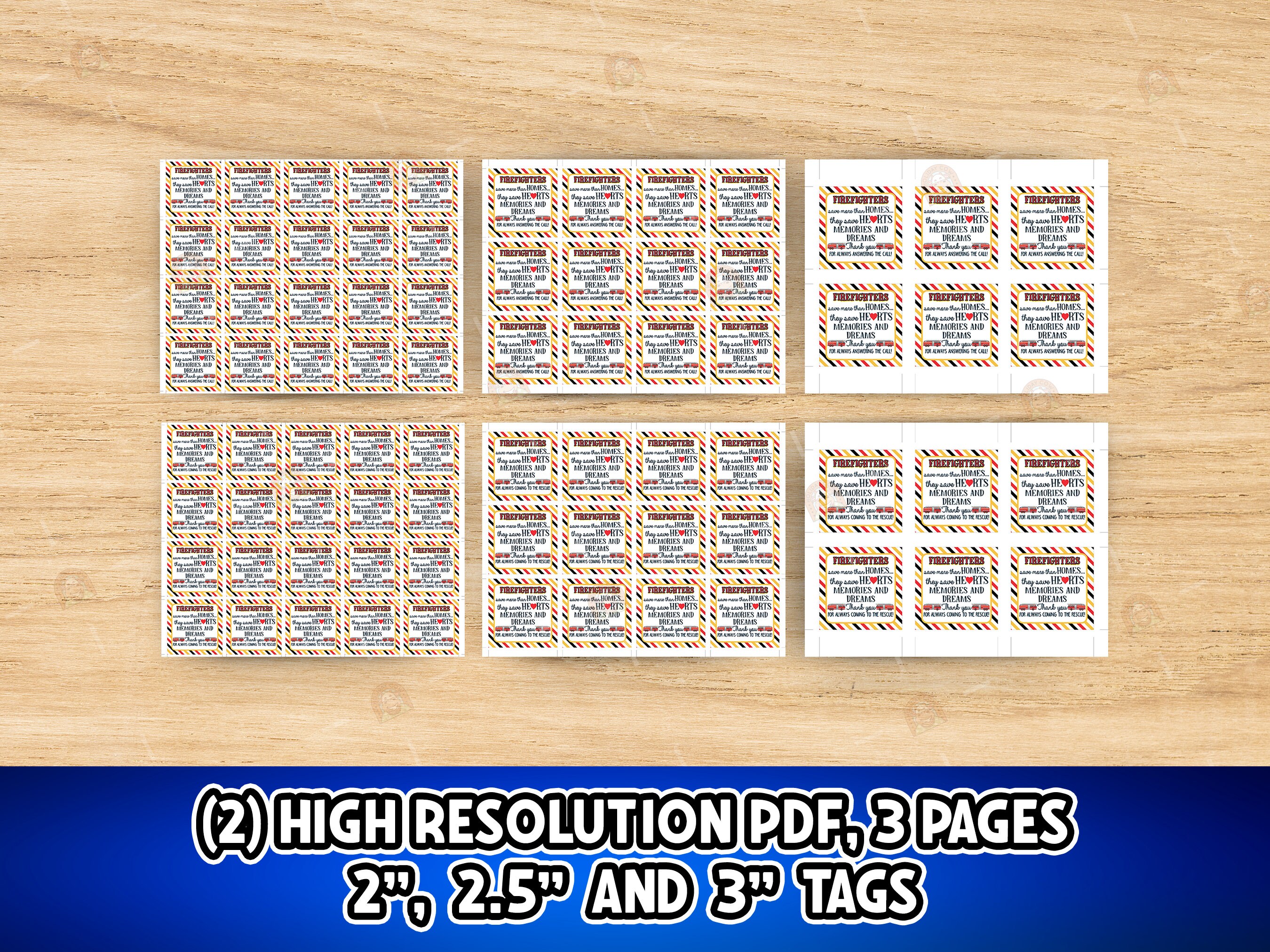 Firefighter Tags Printable, Firefighter Appreciation Tags, Firefighter ...