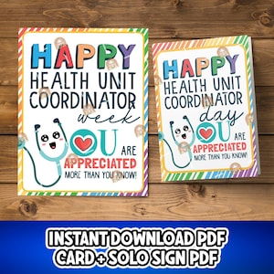 Health Unit Coordinator Week Card Printable, Funny HUC Week Gift, HUC Week Card, HUC Appreciation Week Sign, Huc Day Gift, Huc Thank you