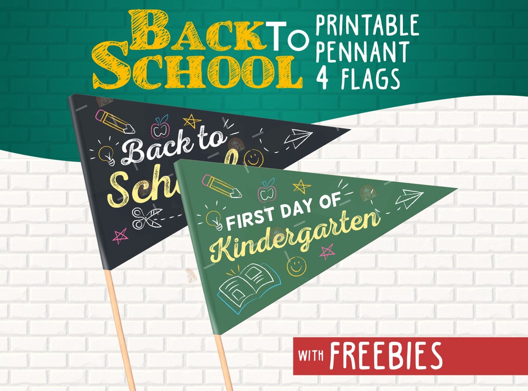First Day of Kindergarten Flag Printable First Day of School - Etsy
