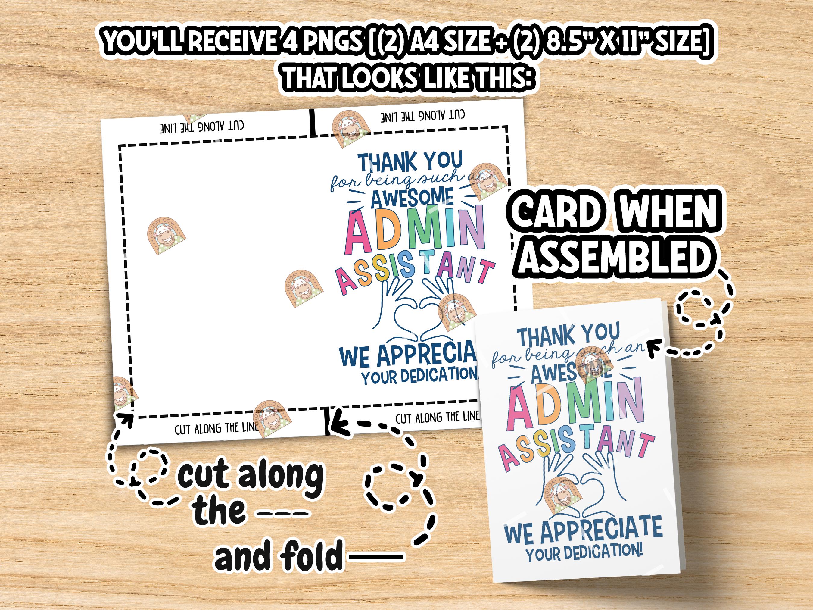 Admin Assistant Gift, Printable Admin Day Card, Thank You Admin Week ...
