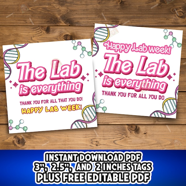 Lab Week Tags, The Lab is Everything Tag, Happy Lab Week 2024 png, Printable Lab Week Gift Tag, Medical laboratory professionals Week tag