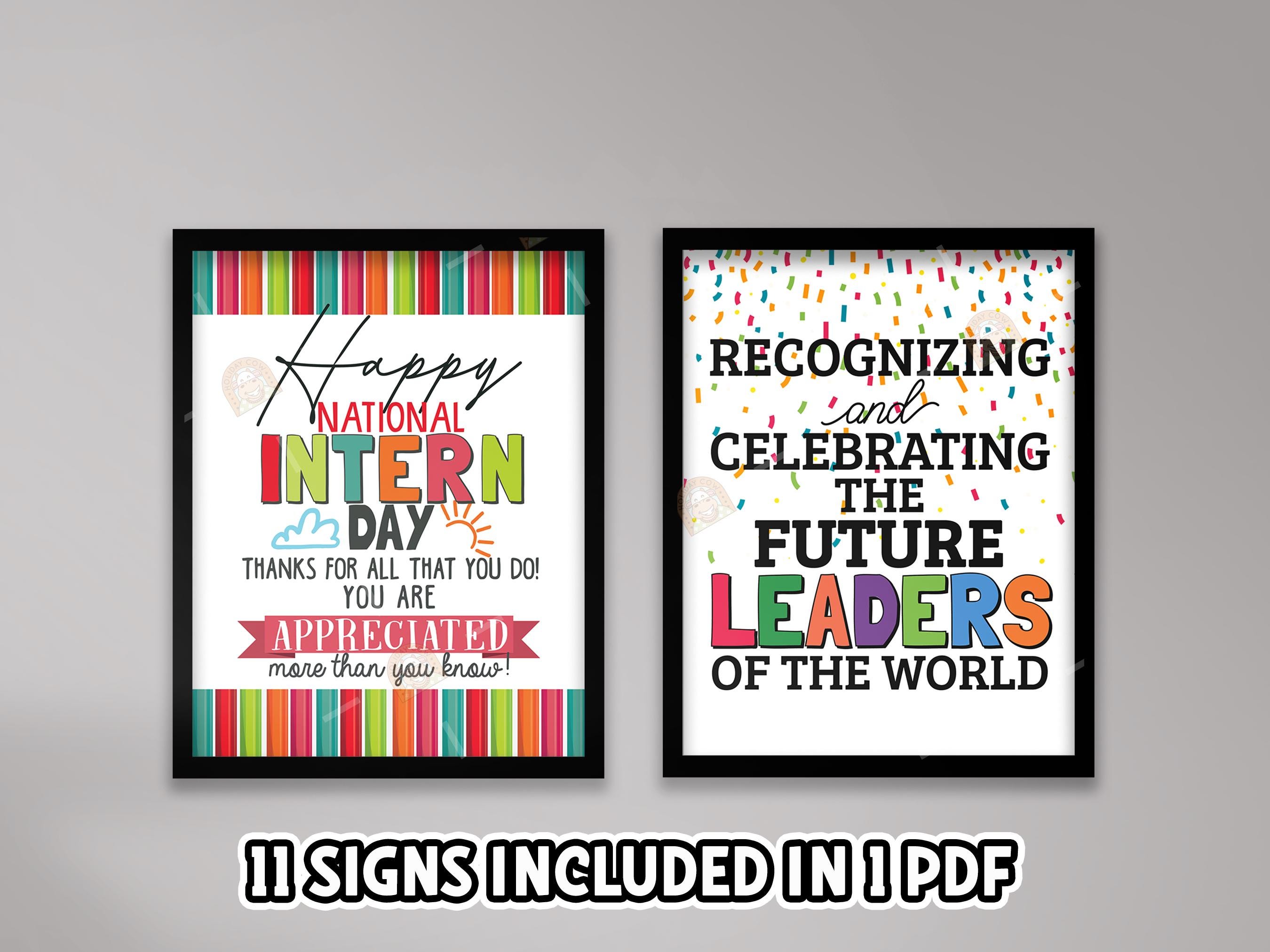 Intern Signs Bundle, Printable Happy Intern Day Poster, Intern Thank ...