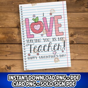 Lehrer Valentinstag Karte zum Ausdrucken, Danke, Lehrer Valentinstag Karte, Valentinstag Karte, Karte zum Lehrer, Download