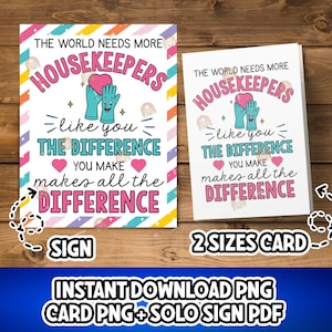 Housekeeping Gift for Housekeeping Week Gift, Printable Housekeeping Card for Housekeepers Week, Thank you Housekeeper Gift for Housekeepers