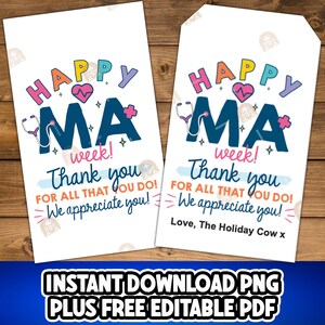 MA Woche Geschenkanhänger, Arzthelferin Woche Tag, druckbare MA Woche Tag, Dankeschön Arzthelferin Geschenkanhänger, Ma Wertschätzung, MA Geschenkanhänger