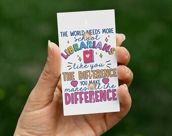 Printable School Librarian Gift Tag, Librarian Tag, Librarian Thank You, Librarian Day Gift Tag for Librarian Day, Library Week Gift Tag