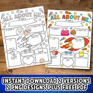 All About Me Printable, Kindergarten All About Me Activity Sheet, Get to Know Me Coloring Page, Preschool First Day of School All About Me