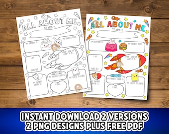 All About Me Printable, Kindergarten All About Me Activity Sheet, Get to Know Me Coloring Page, Preschool First Day of School All About Me