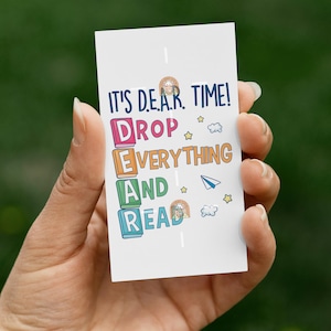 Laat alles vallen en lees afdrukbare dagtag, D.E.A.R-tijdtag, bibliotheektag, bibliothecarisdag, bibliotheekweek, bibliotheekmaand, It's DEAR-tijdtag