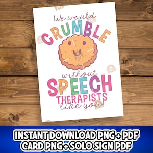 Cadeau d'orthophoniste pour la journée de l'orthophoniste, signe de remerciement d'orthophonie imprimable, carte d'orthophoniste pour cookie d'appréciation d'orthophoniste