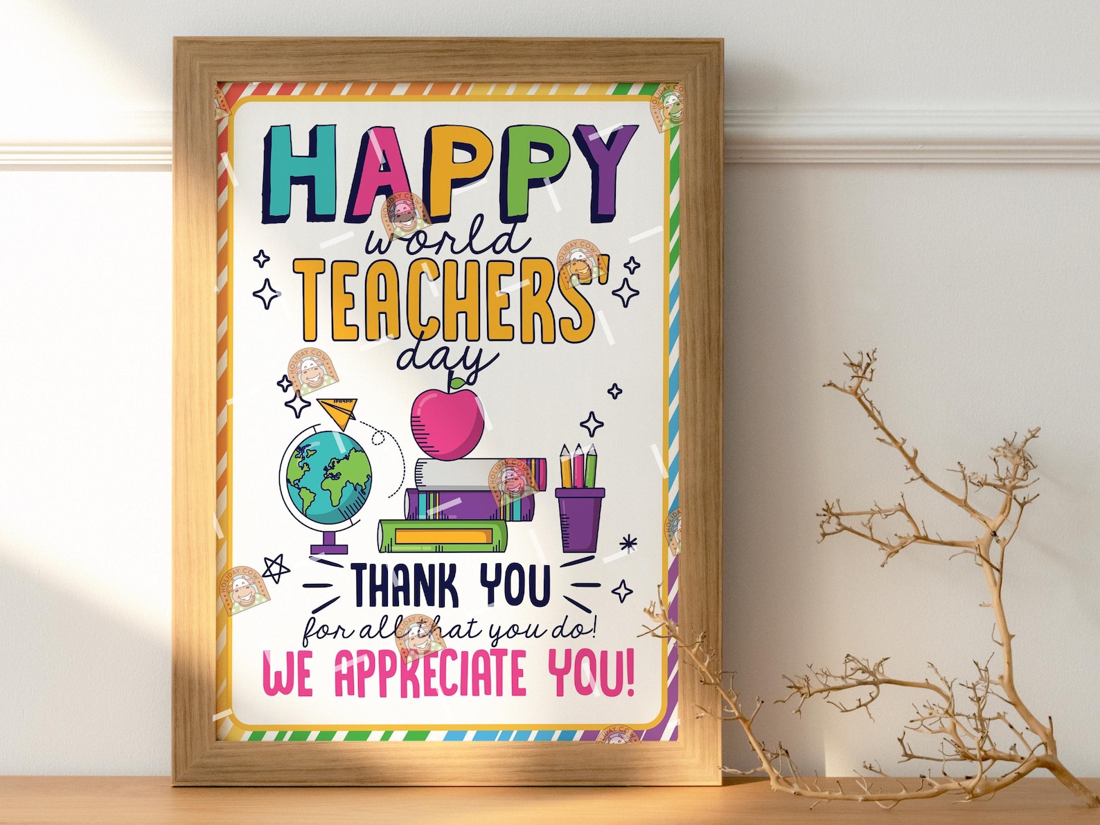 World Teachers' Day Card Printable, World Teachers Day Gift, Happy — free download