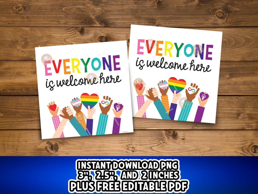 Everyone is Welcome Here Tag, Printable Inclusive Gift Tag, Pride Month ...