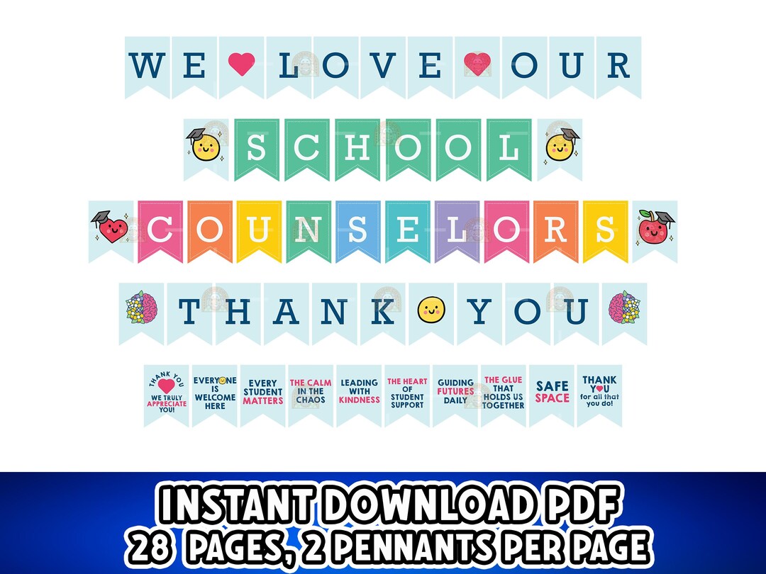 We Love Our School Counselors Banner, Printable School Counseling Week ...