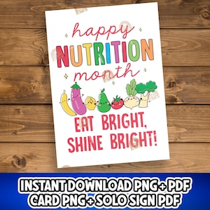 Enseigne du mois de la nutrition à imprimer, décoration scolaire du mois de la nutrition, carte du mois de la nutrition, affiche de la cafétéria du mois de la nutrition, cadeau du mois de la nutrition
