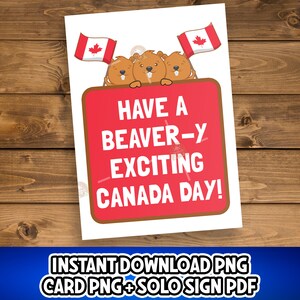 Carte de fête du Canada, cadeau imprimable de la fête du Canada, carte de fête du Canada joyeuse drôle, signe de la fête du Canada castor, affiche de la fête du Canada du 1er juillet, cadeau du Canada