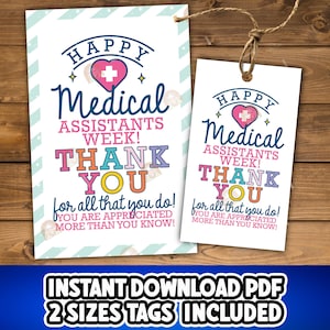 Medical  Assistant Week Tag Printable, Medical Assistant Gift Tag, Happy MA Week Gift tag, Thank you MA appreciation tag, MA week cookie tag