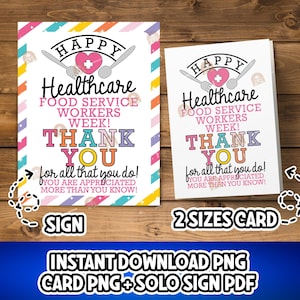 Healthcare Food Service Appreciation Card, Printable Healthcare Food Service Workers Week Sign, Food service week gift, Food Service Week