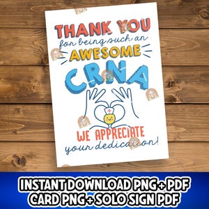 CRNA Gift, CRNA Week Card Printable, CRNA Week gifts, Thank you Crna Appreciation, Certified Registered Nurse Anesthetist, Crna Week Sign