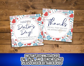 Doctor's Day Tag, Printable National Doctor's Day tag, Surgeon Gift Tag, Doctors Day Gift Tag, Medical Doctors Thank You for all you do