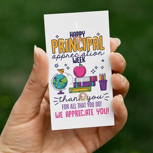 Principal Appreciation Week Tag Printable, National Principals Week Tag, School Principal Thank You Tag, Principal Cookie Tag, Principal Tag