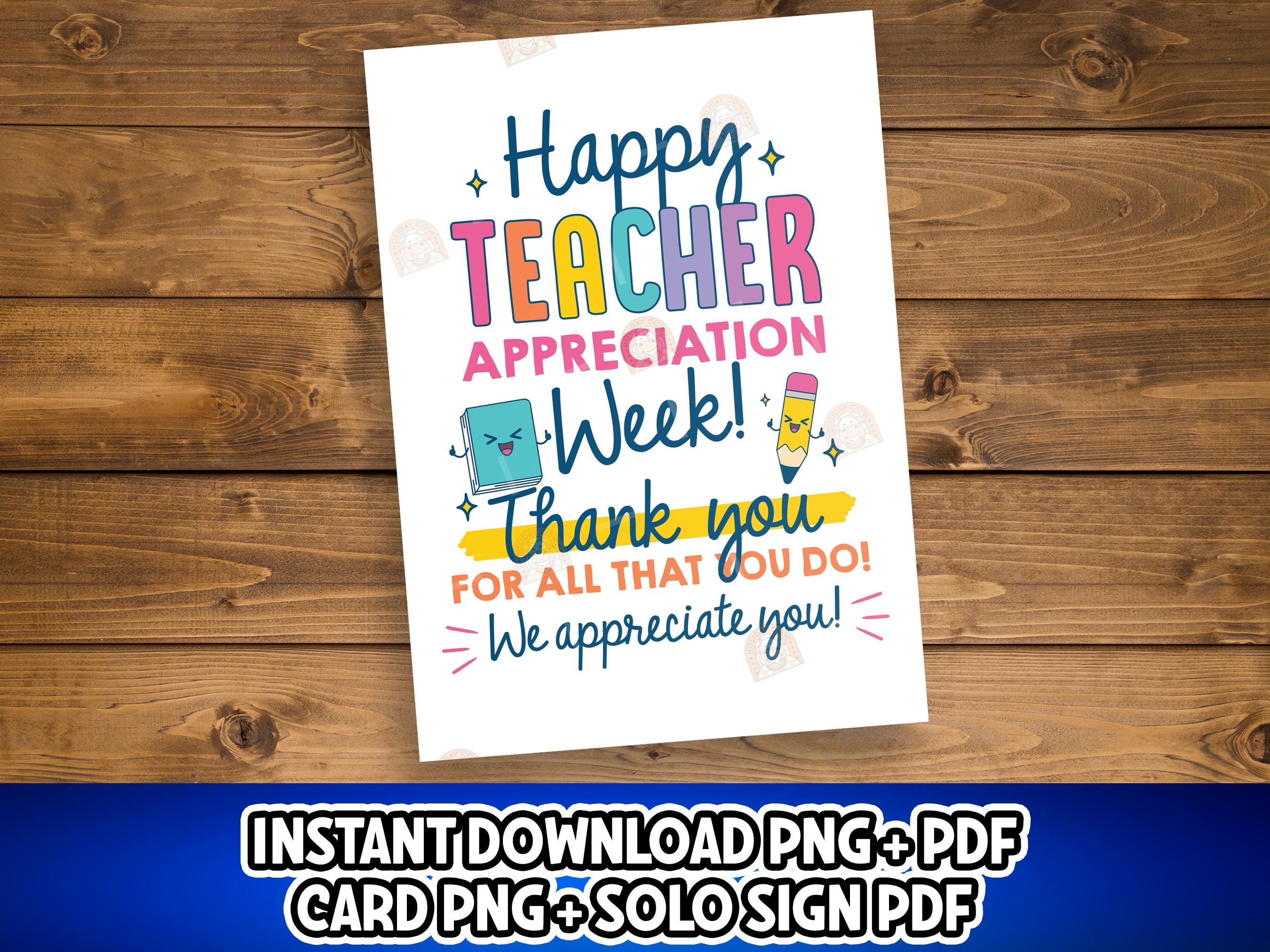 Teacher Appreciation Week Card for Teacher, Printable Teacher Thank You