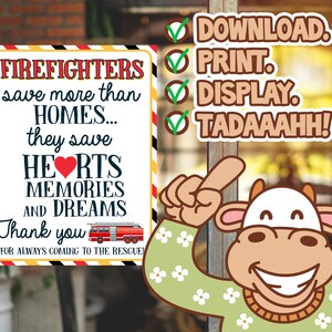 Firefighters Signs Set of 10, Printable Firefighters Poster ...