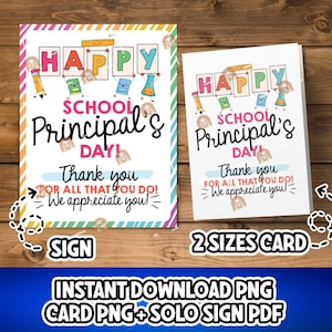 Printable Principal Appreciation Day Gift, School Principal Gift, National Principal's Day Gift, Thank You Principal Card, Principal Sign