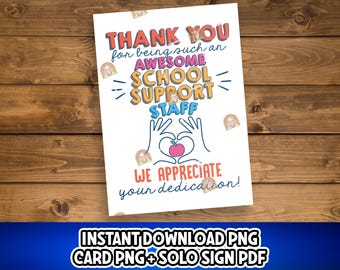 School Support Staff Card Printable, Thank you School Support Staff Gift, Education Support Professionals Day Sign, ESP Day Card, ESP Gift