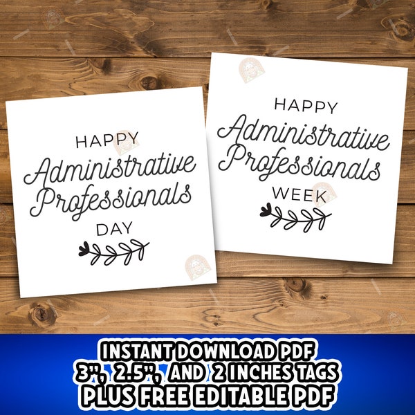 Administrative Professionals day tag Printable, Elegant Administrative Professionals day gift tag, Minimalist Administrative Day Tags