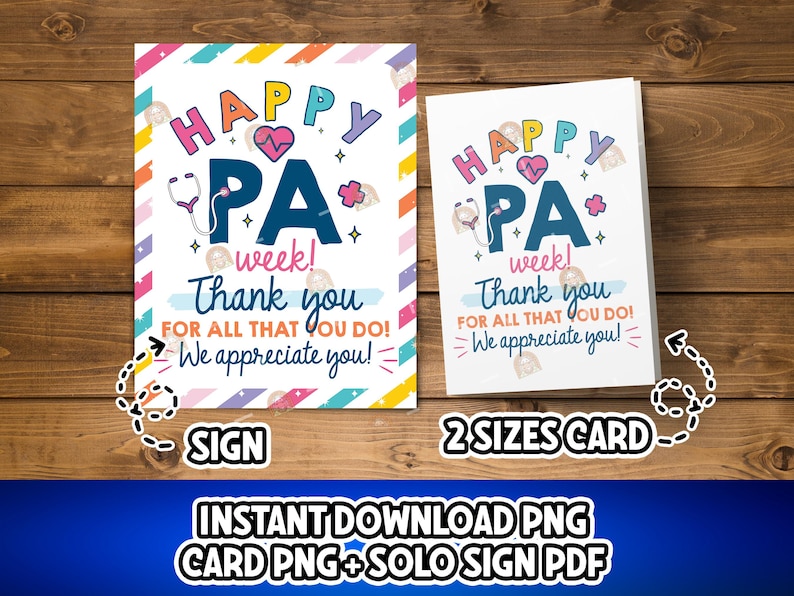 Pa Week Printable Sign PA Week Sign, Printable PA Week Card, Physician Assistant Week Gift ...