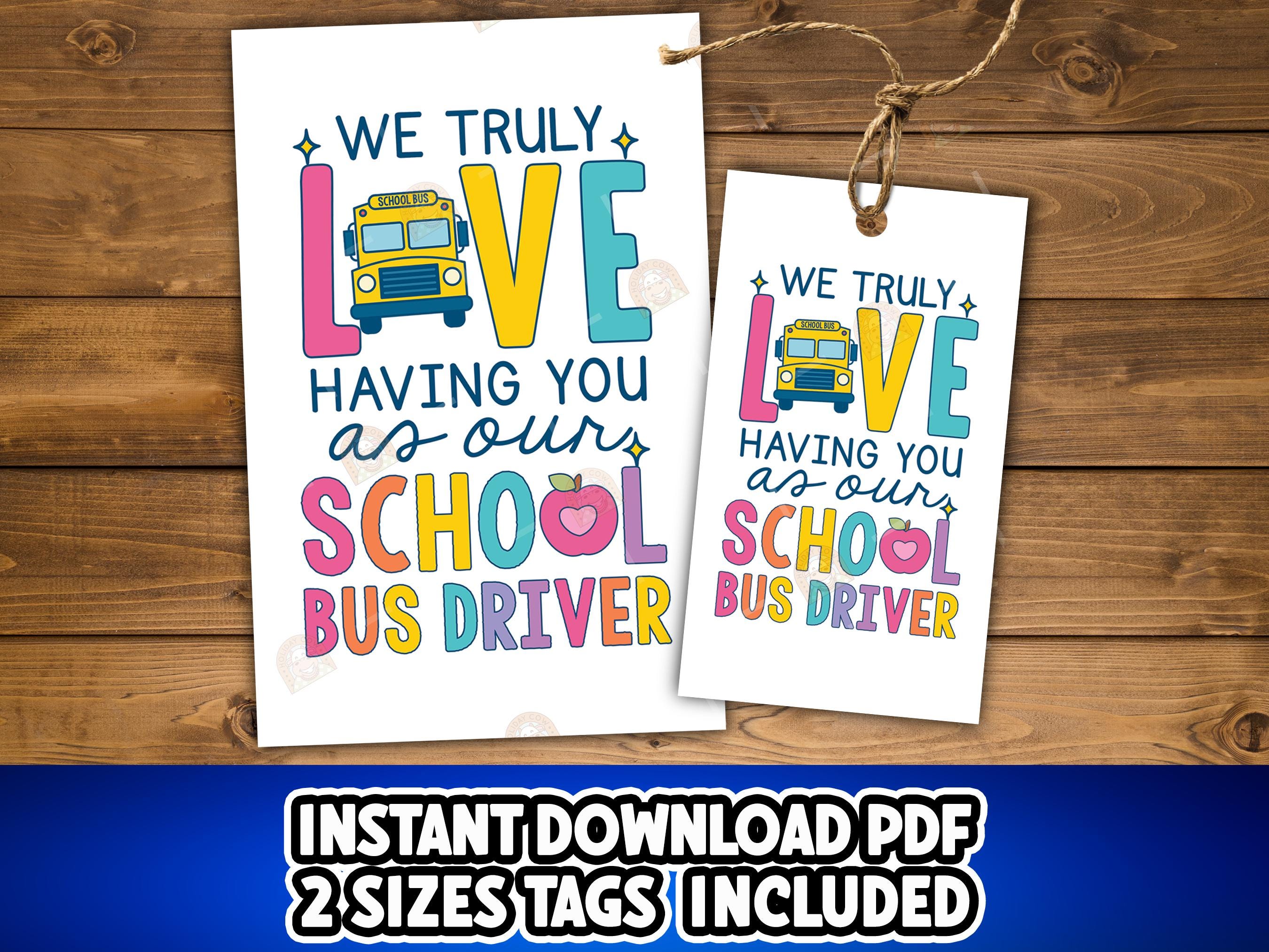 Bus Driver Appreciation Tags Printable, School Bus Driver Day Gift Tag ...