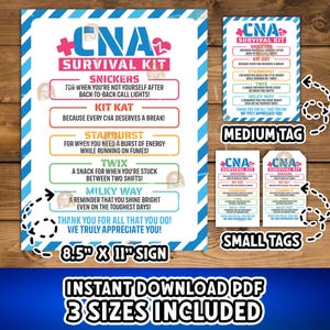 Etiqueta para kit de sobrevivência de CNA, Placa de agradecimento para kit de sobrevivência de auxiliar de enfermagem, Ideia de presente para a Semana do CNA, Etiqueta de presente para a Semana do CNA para impressão