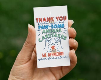 Etiqueta para impressão da Semana do Abrigo de Animais, Etiqueta de presente de agradecimento ao cuidador de animais, Etiqueta para funcionários do abrigo de animais para trabalhadores/voluntários, Etiqueta Pawsome