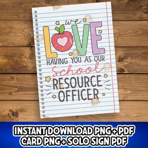 School Resource Officer Gift, School Officer Card Printable, School Resource Officers Day Gift, SRO appreciation Sign, Resource Officer Card