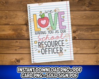 School Resource Officer Gift, School Officer Card Printable, School Resource Officers Day Gift, SRO appreciation Sign, Resource Officer Card