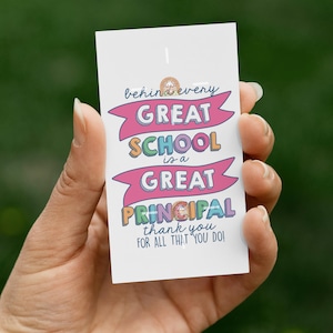 School Principal Gift Tag Printable, Principal Appreciation Tag, Principals Day Tag,  Principal Thank You, National Principal's Day Gift Tag