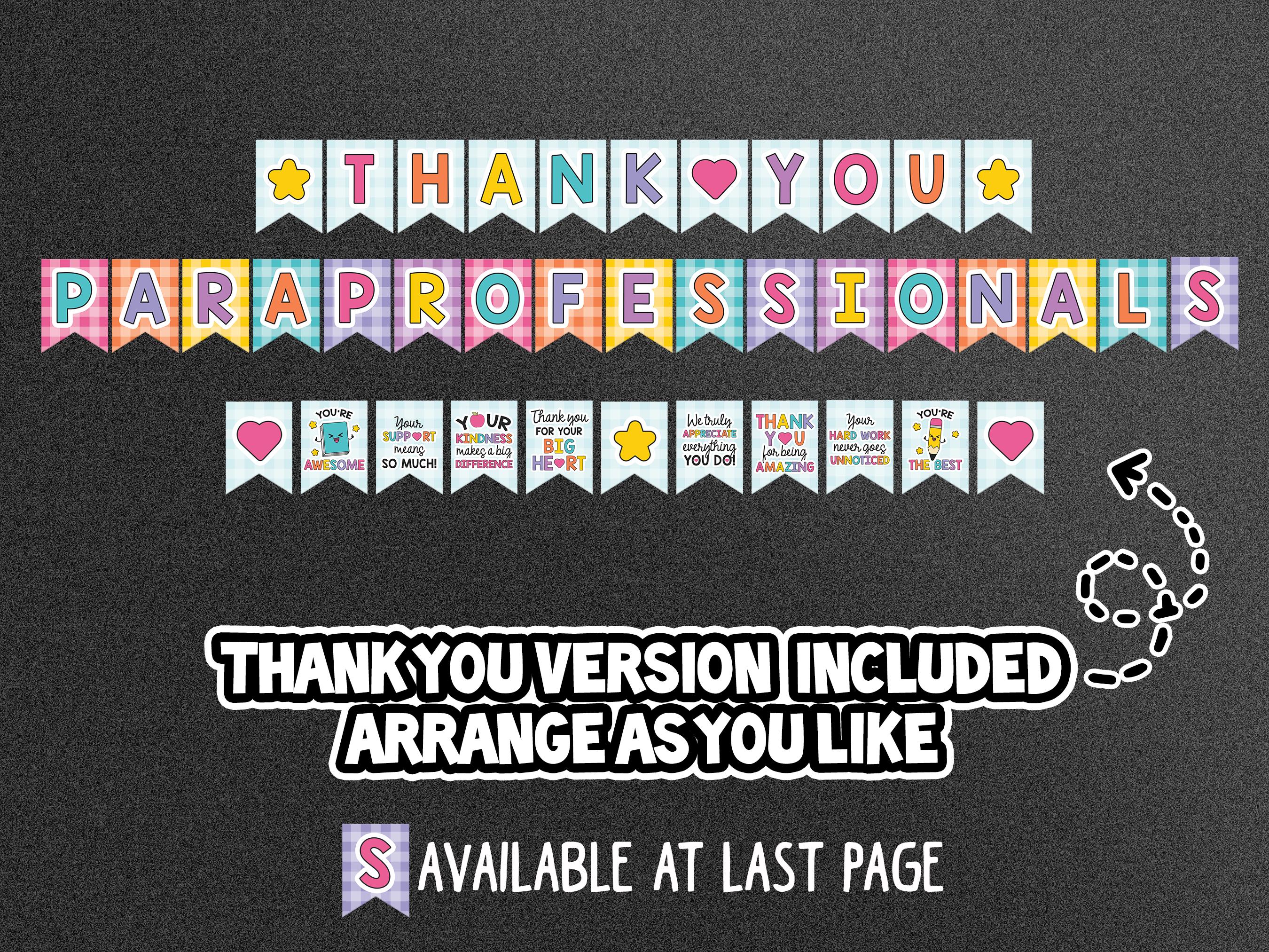 Paraprofessional Day Banner Printable, Thank You Para Professional Day ...